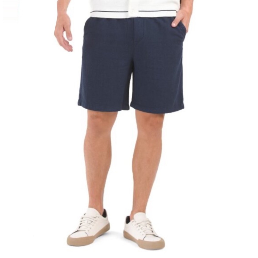 NWT New Porter & Ash‎ Navy Blue Linen Blend Drawstring Shorts Men's Size S